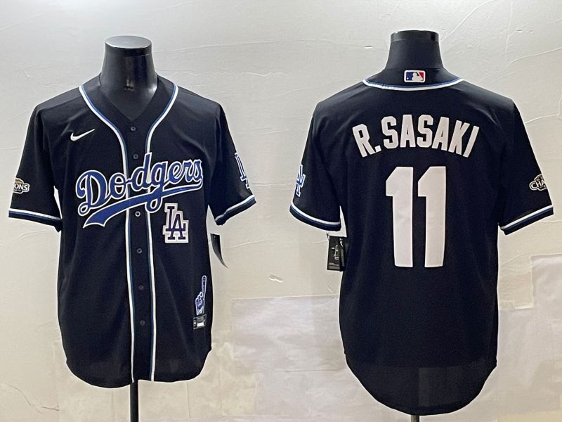 Men Los Angeles Dodgers #11 R.Sasaki Black Fashion Game 2025 Nike MLB Jersey style 30610